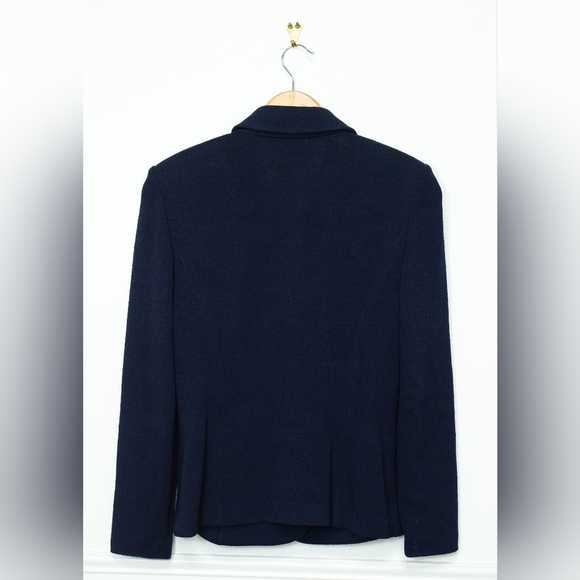 Vintage St. John Santana Knit Blazer Navy Blue Sz 4 - Picture 5 of 11